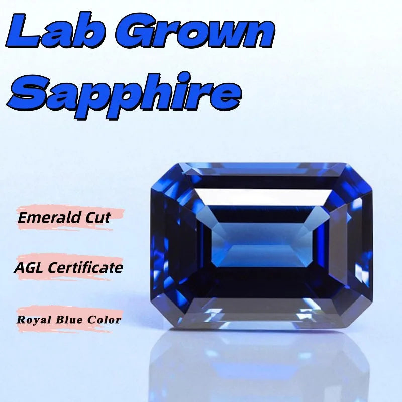 Lab Grown Sapphire Royal Blue Color Round Cut DIY Ring Necklace Earrings Main Materials Selectable AGL Certificate