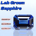 Lab Grown Sapphire Royal Blue Emerald Cut Loose Gemstone for DIY Charms Jewelry Making Main Materials Selectable AGL Certificate
