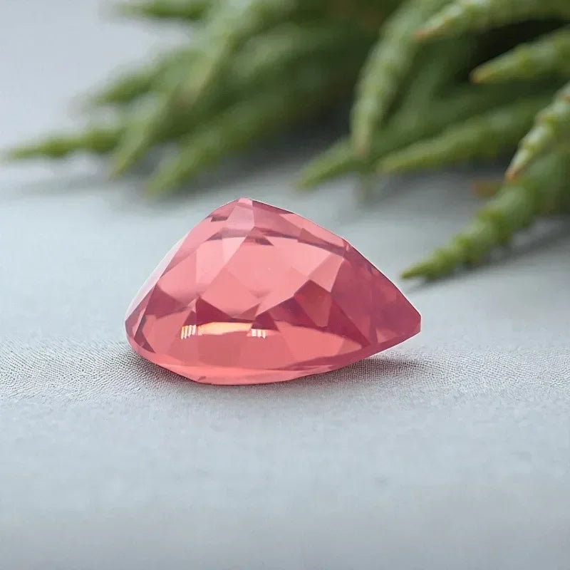 A- High Quality Lab Grown Padparadscha Pear Cut Fire Lotus Color Charms Jewelry Making Main Materials Selectable AGL Certificate