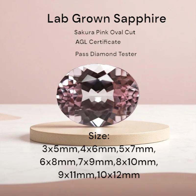 Lab Grown Sapphire Oval Cut Sakura Pink Loose Gemstone With AGL Certificate For Jewelry Making