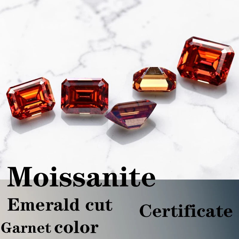 Emerald Cut Moissanite Stone VVS1 Grey Color Certificate Artificial Gemstone DIY Jewelry