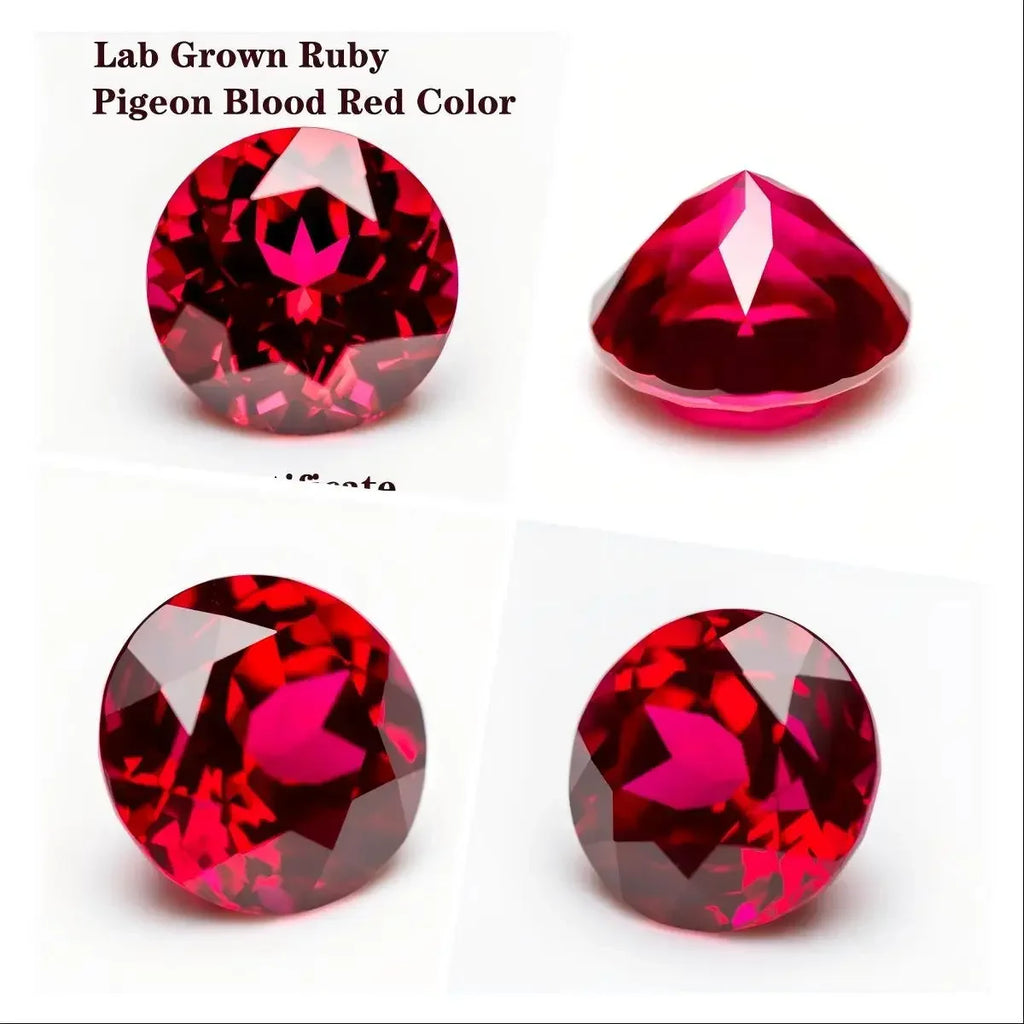 Round Shape Pigeon Blood Red Rubellite Color Lab Grown Ruby Charm Beads for Diy Jewelry Making Rings Materials with Certificate