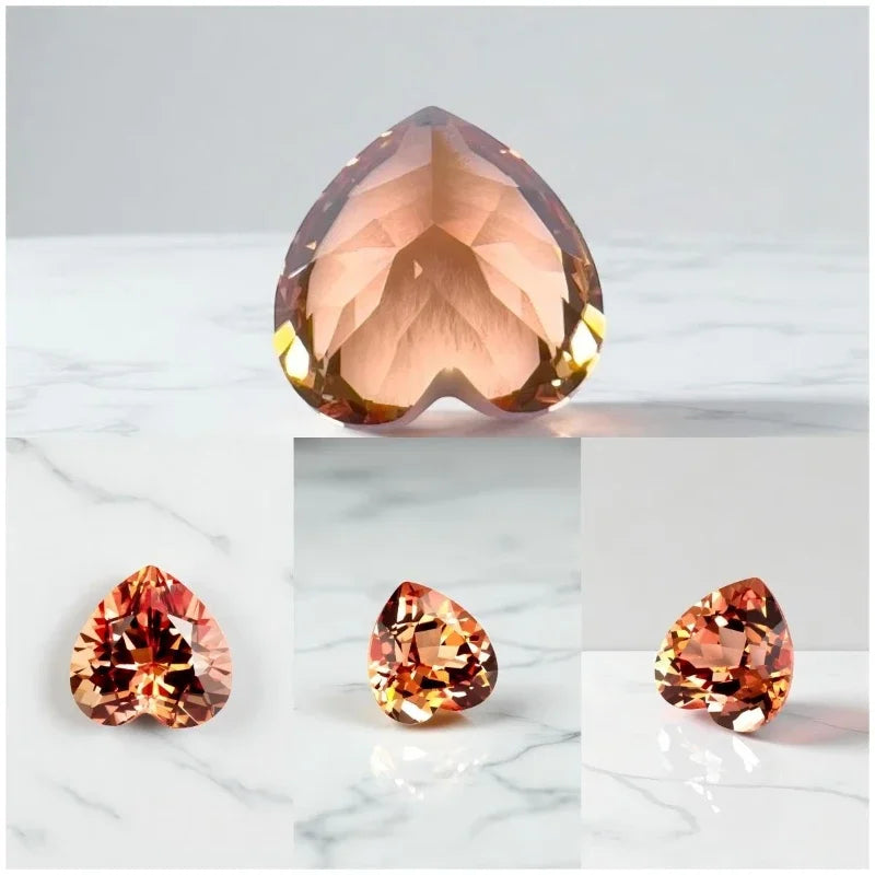 Sapphire Heart Cut VVS1 Orange Color Lab Grown Gemstone for DIY Jewelry Making Materials Charms Gem Wholesale with Certificate