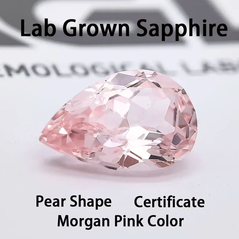 Lab Grown Sapphire Morgan Pink Color Pear Shape Charms Gemstone DIY Advanced Jewelry Making Materials Selectable Certificate