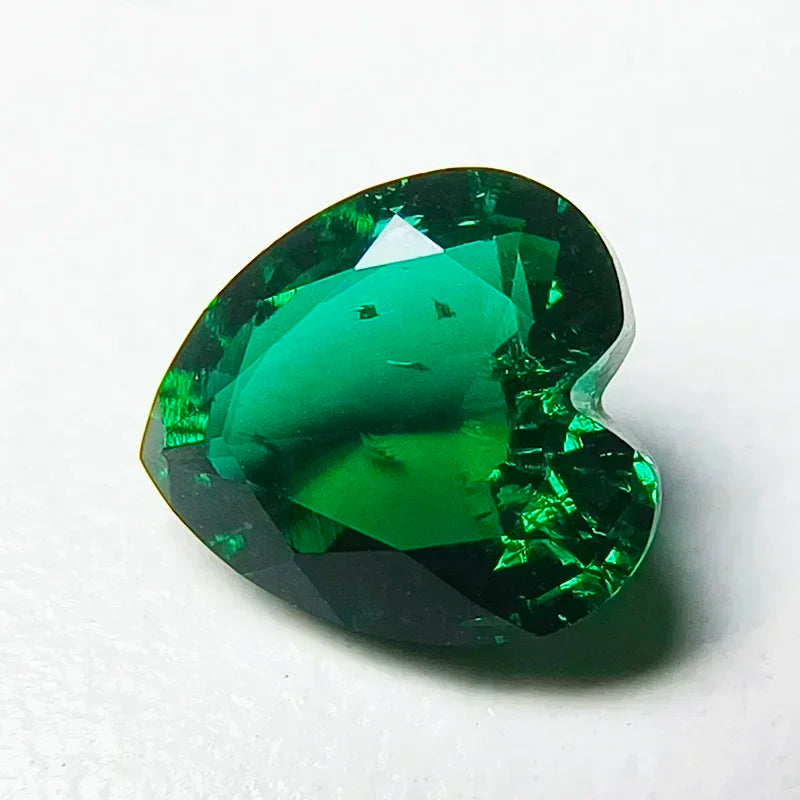 Lab Grown Zambian Emeralds Heart Shape Hydrothermal Hand Cut Natural Inclusions for AGL Certificate Lab Created Emerald