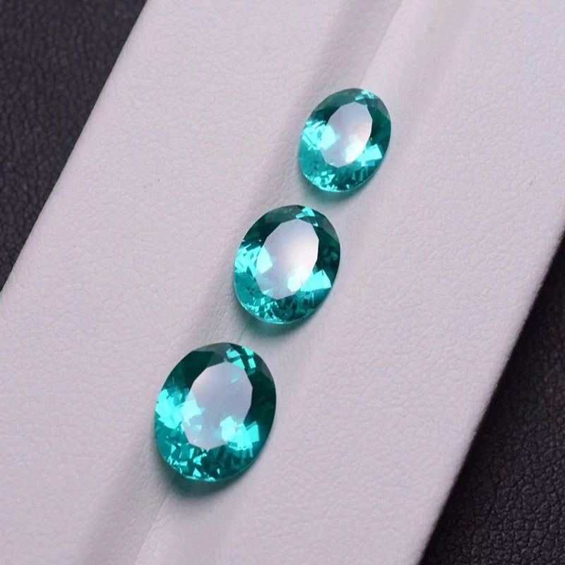Lab Grown Paraiba Neon Blue Color Oval Cut DIY Advanced Jewelry Making Inlay Ring Necklace Bracelet Selectable AGL Certificate
