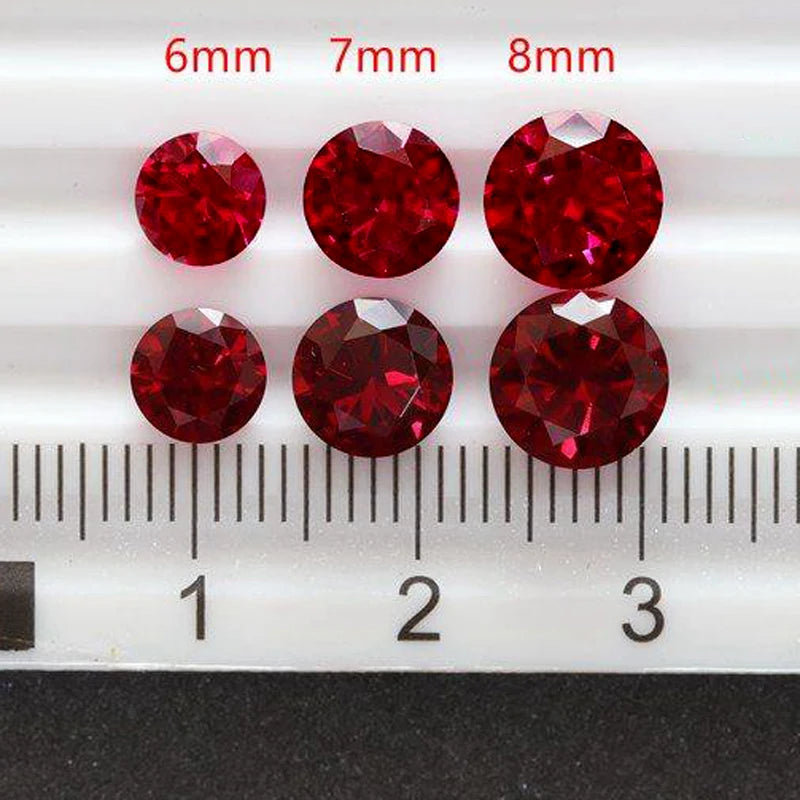 Ruby Pigeon Blood Red Color Round Shape Artificially Gemstones with Certificate Charms for Jewelry Making