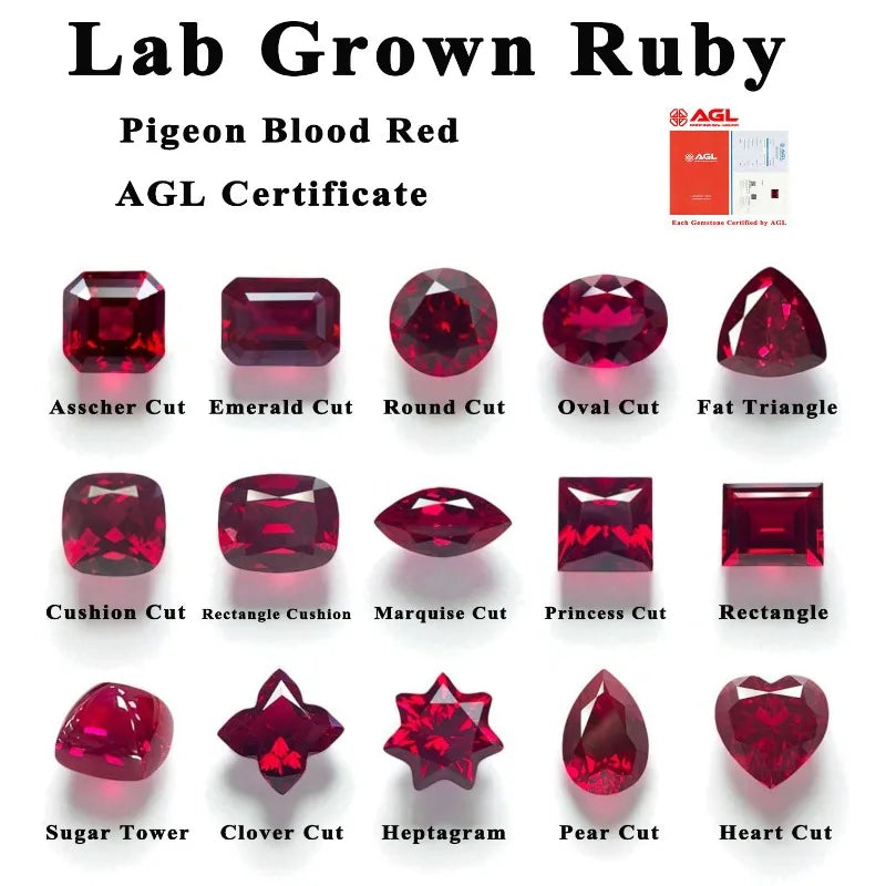 Lab Grown Ruby Right Angled Rectangle VVS1 Pigeon Blood Red Gemstone for DIY Jewelry Making Materials AGL Certificate