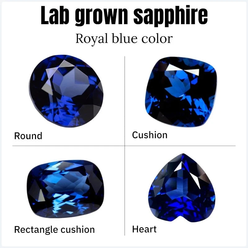 Sapphire Royal Blue Color Artificially synthesized gemstones VVS1 for DIY Charms Jewelry Making Certificate Multiple shapes