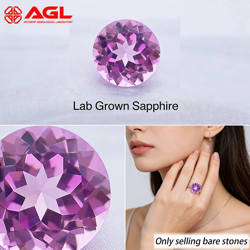 Lab Grown Pink Sapphire Gemstone Round Cut for Jewelry Making Setting Crafting DIY Engagement Rings Wedding Bands Lab Created