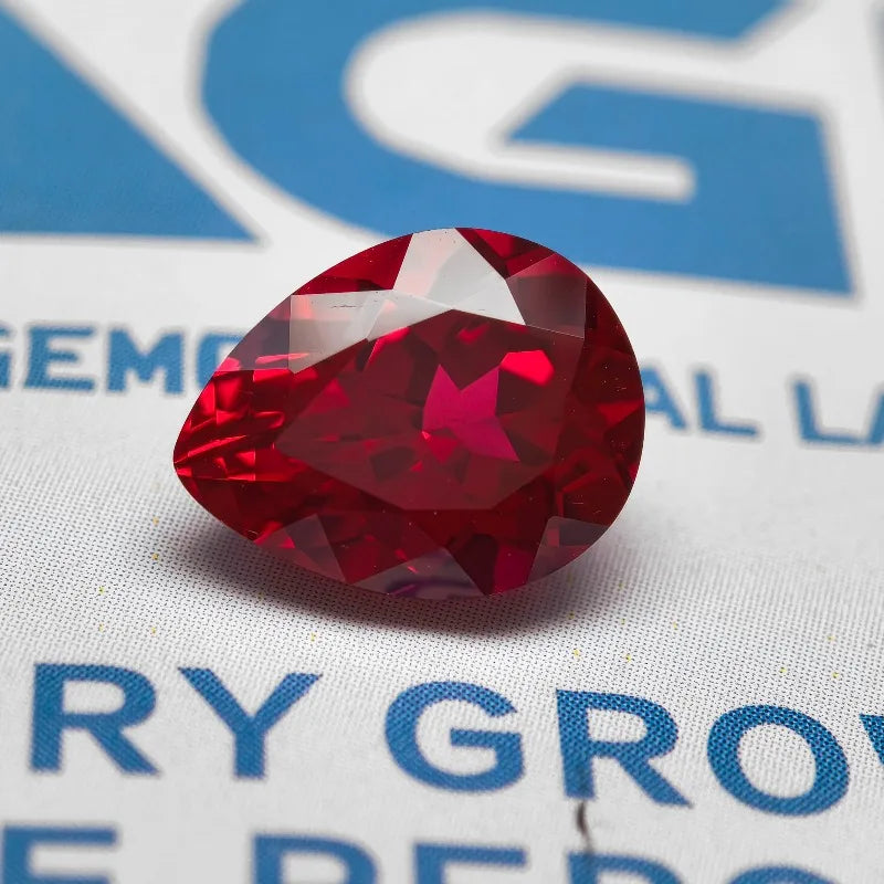 Lab Grown Ruby Pear Shape Pigeon Blood Red Color Gemstone DIY Ring Necklace Earrings Main Materials Selectable AGL Certificate