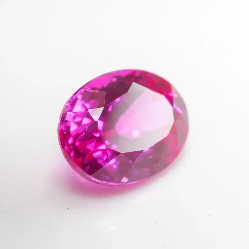 Lab Grown Sapphire Hot Pink Color Oval Shape Charms Gemstone for DIY Jewelry Making Materials Selectable Certificate