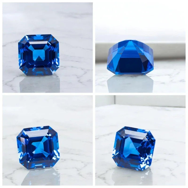 TOPLab Grown Cobalt Spinel Asscher Shape Blue Color Gemstone for DIY Ring Necklace Earrings Making Materials Selectable Certific