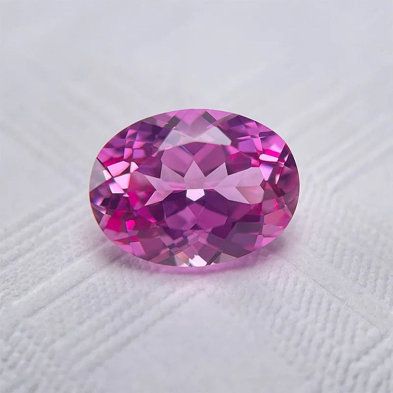 Lab Grown Sapphire Gemstone Oval Pink for DIY Jewelry Making Setting Custom Materials Certificate Lab Created Sapphire