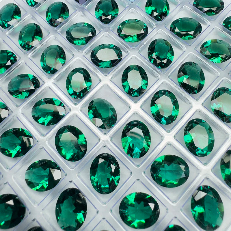 Lab Grown Zambian Emerald Oval Cut Hydrothermal for Jewelry Making Natural Green Color with Inclusions Selectable Certificate