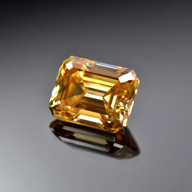 Emerald Cut Moissanite Stone VVS1 Champagne Color Certificate DIY Jewelry Artificial Gemstone