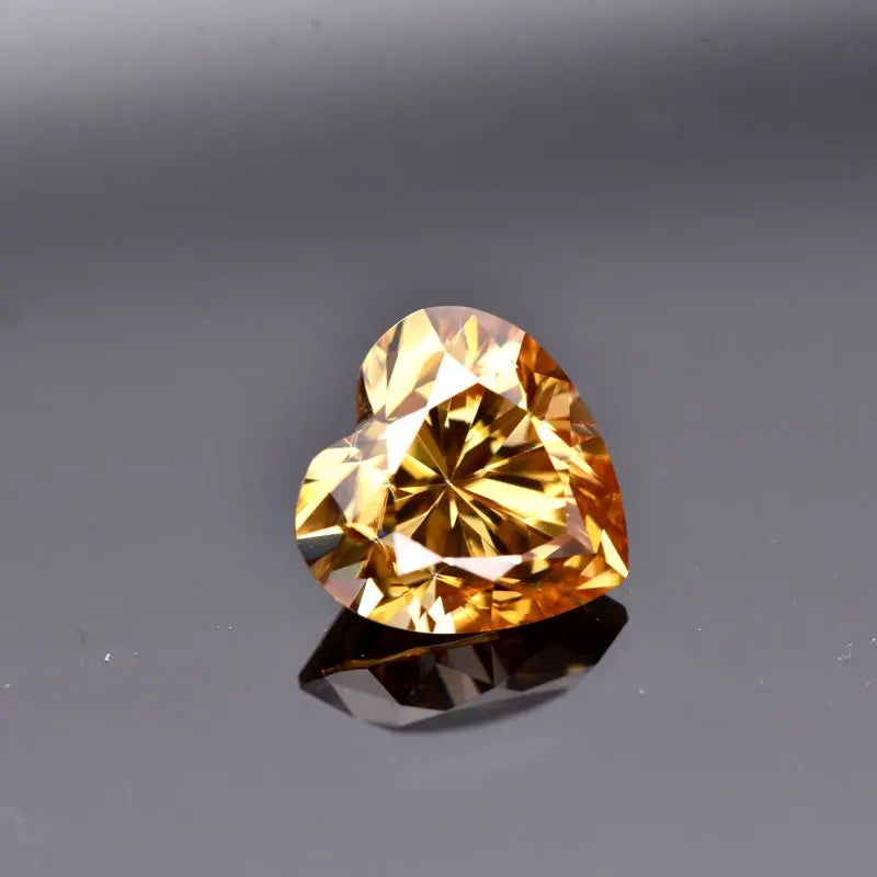Moissanite VVS1 Artificial Stone Champagne Color Heart Cut with Certificate High Quality
