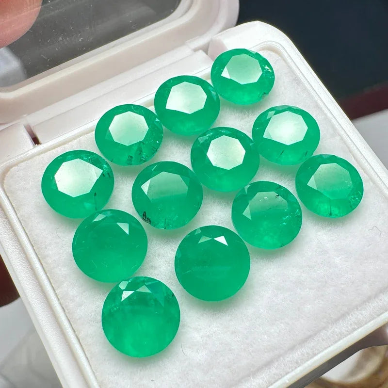 Top Round Shape Colombia Emerald Lab Grown Stones Rich Content DIY Charms Ring Necklace Earrings Main Materials Natural Colour