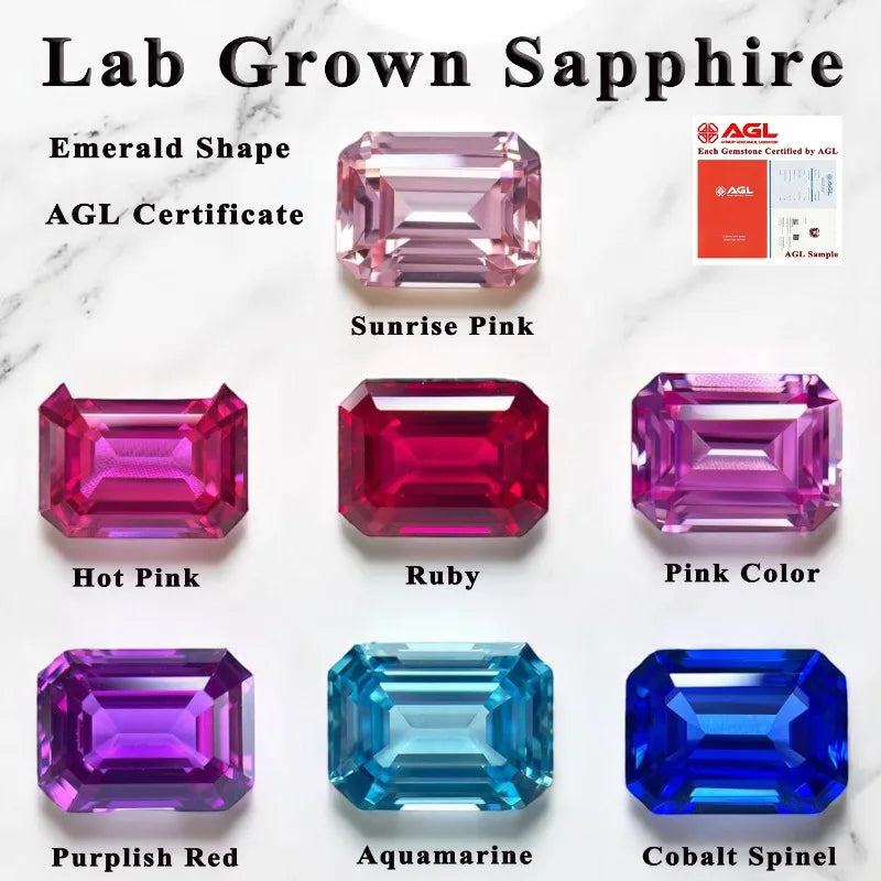 Lab Grown Ruby Emerald Cut Ruby Color Loose Gemstone for DIY Jewelry Making Rings Pendant Materials Selectable AGL Certificate