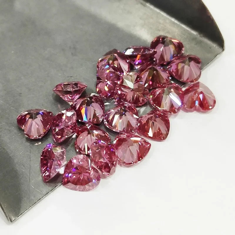 Moissanite Heart Shape VVS1 Beads for Charms DIY Jewelry Making Rings Pendant Materials with Certificate