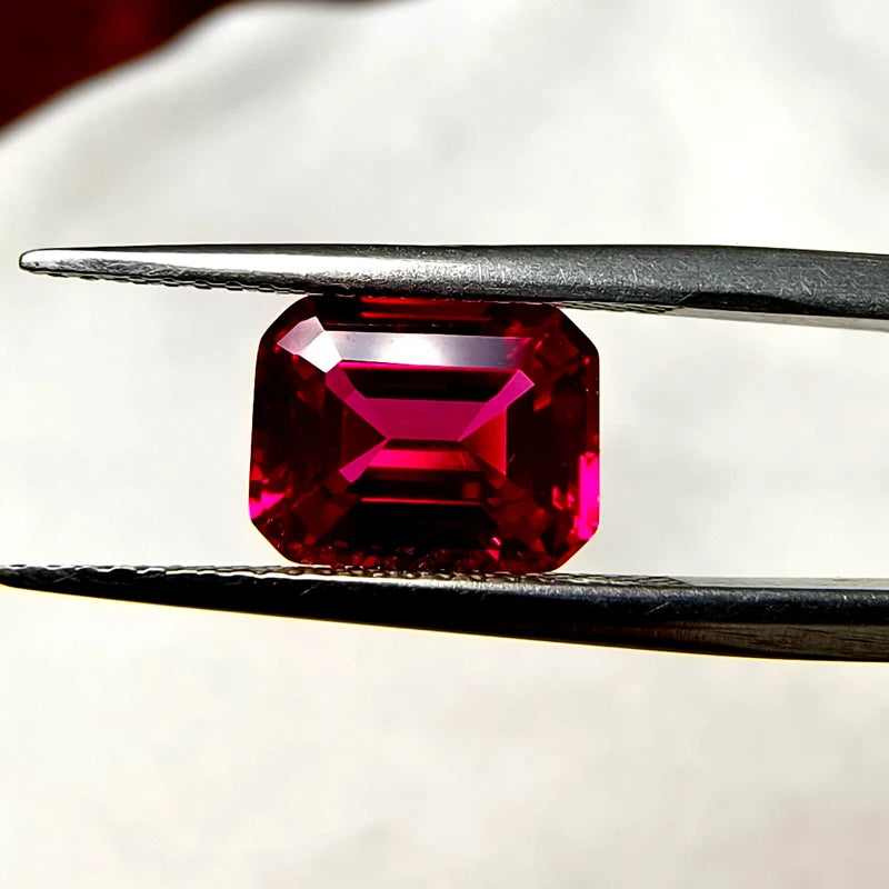 Ruby Pigeon Emerald Shape Blood Red Color Artificially Synthesized Gemstones with Certificate