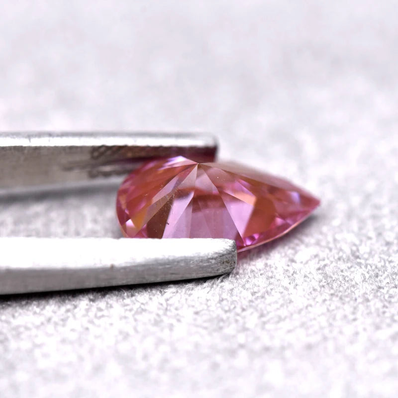 Pear Cut Sakura Pink Color Moissanite Synthetic Gemstone with Certificate Jewelry Beads