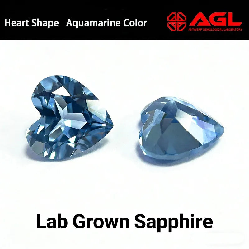Lab Grown Sapphire Aquamarine Color Round Shaped Extremely Shiny Quality  Advanced Jewelry Making Materials  AGL Certificate
