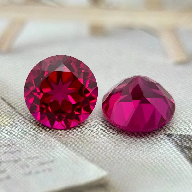 Lab Grown Ruby Round Cut Ruby Color High-quality Charms DIY Jewelry Making Main Materials Selectable AGL Certificate