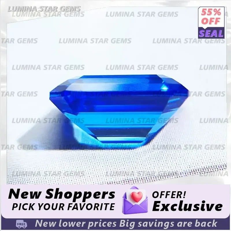 TOPLab Grown Cobalt Spinel Blue Gemstone Emerald Cut VVS1 for Lab Grown Sapphire Jewelry Making Materials DIY Wholesale