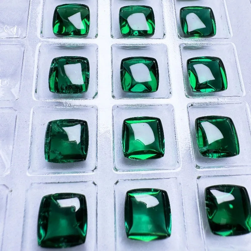 Lab Grown Zambian Emerald Sugar Tower Shape Hydrothermal Hand Cutting with Cracks Inclusions Inside Selectable AGL Certificate
