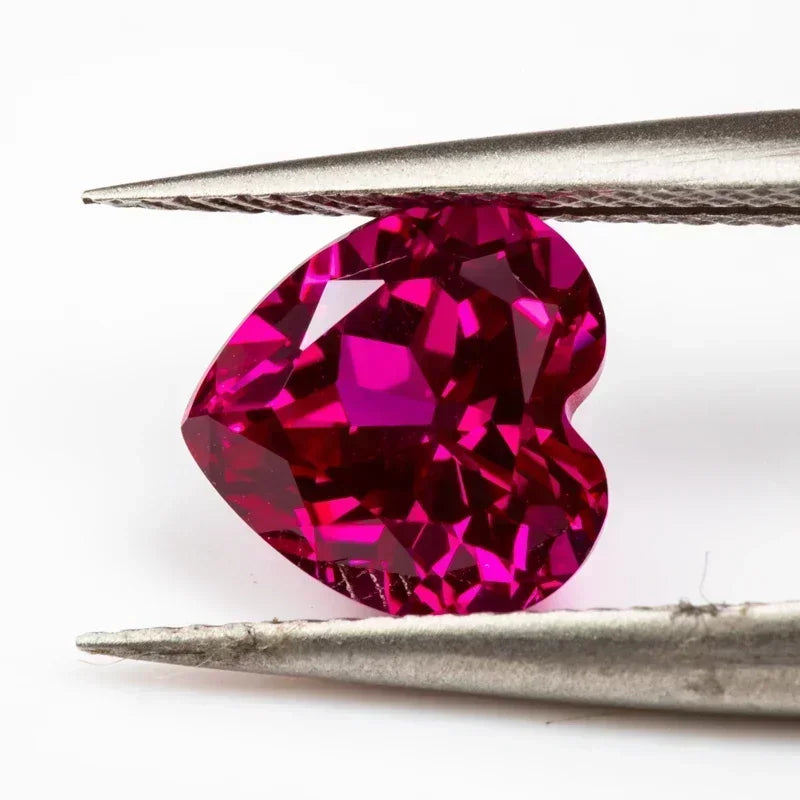 Rubellite Color Lab Grown Ruby Heart Cut Extremely Shiny Quality DIY Charms Ring Necklace Earrings Materials Certificate