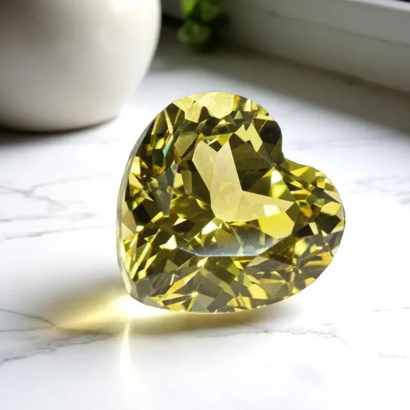 Heart Shape Canary Yellow Lab Grown Sapphire VVS1 Gemstones for Charms Diy Jewelry Making Materials Selectable AGL Certificat