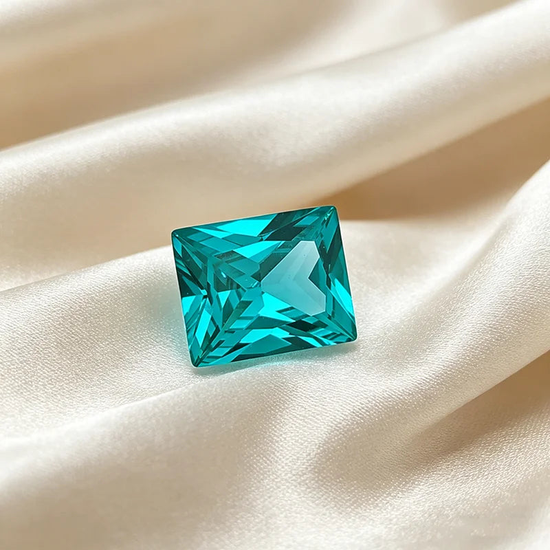 Lab Grown Paraiba Gemstone Long Rectangle Shape Loose Gemstones For Jewelry Setting MultiShapes Available Round Heart Emerald