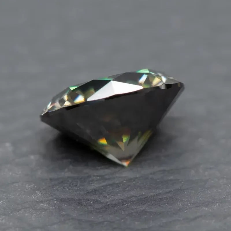Moissanite Olive Color Round Cut Gemstones Lab Grown gemstone Diy Charms Making Jewelry with Certificate