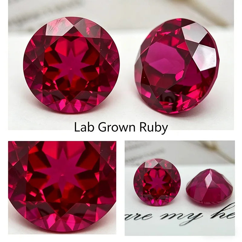 Lab Grown Ruby Round Cut Ruby Color High-quality Charms DIY Jewelry Making Main Materials Selectable AGL Certificate