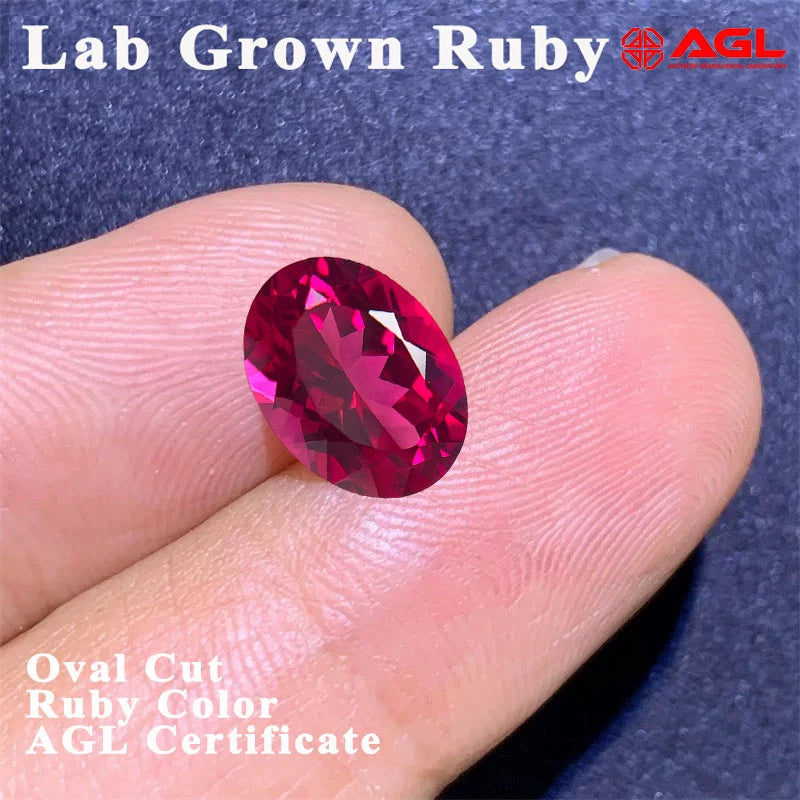 Lab Grown Ruby for Custom Jewelry Design and Professional Jewelry AGL Certified VVS1 Clarity Red Oval Cut Natural Color Lab