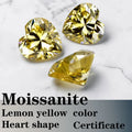 Moissanite VVS1 Artificial Stone Lemon Yellow Color Heart Cut with Certificate High Quality