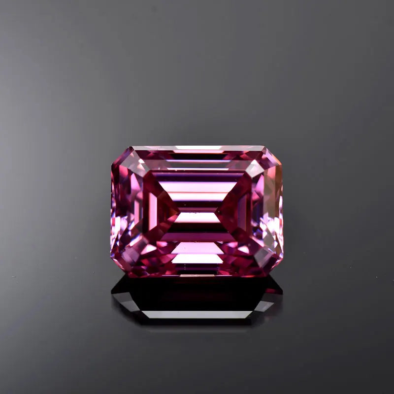 Emerald Cut Moissanite Stone VVS1 Pink Color Certificate Artificial Gemstone DIY Jewelry