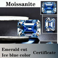 Emerald Cut Moissanite Stone VVS1 Ice Blue Color  DIY Jewelry Certificate Unnatural