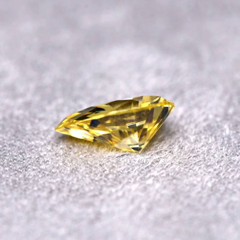 Pear Cut Lemon Yellow Color Moissanite Synthetic Gemstone with Certificate DIY Jewelry Making