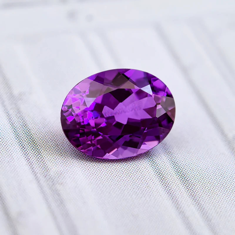 Oval Shape Lab Grown Sapphire Purplish Red Color Diy Jewelry Making Material Selectable Charms Gemstones Beads with Certificate