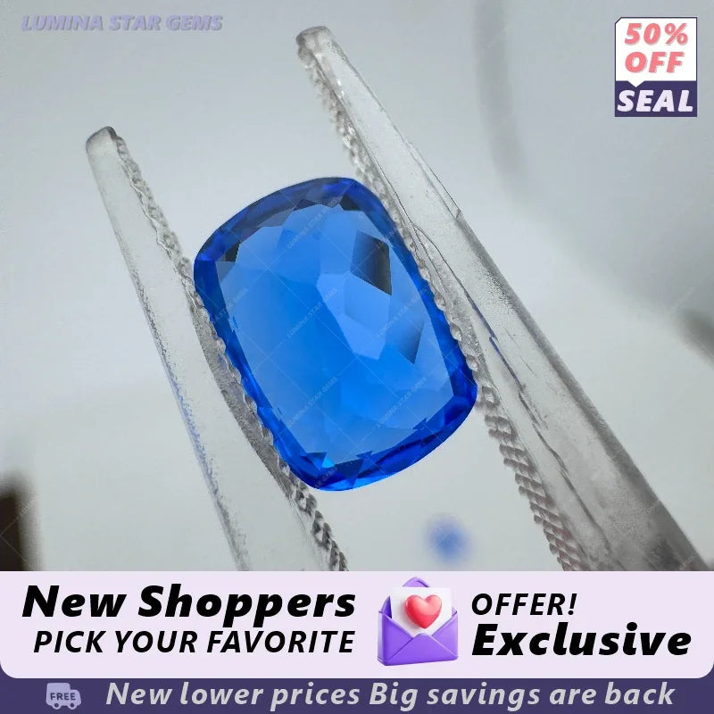 TOPTRectangular Cushion Shape Blue Demon Color  Lab Grown Cobalt Spinel