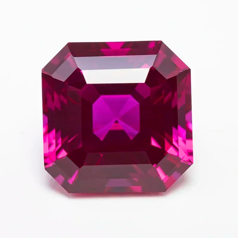 Square Asscher Cut Rubellite Lab Grown Ruby VVS1 Gemstone Charms DIY for Jewelry Making Materials Selectable AGL Certificate