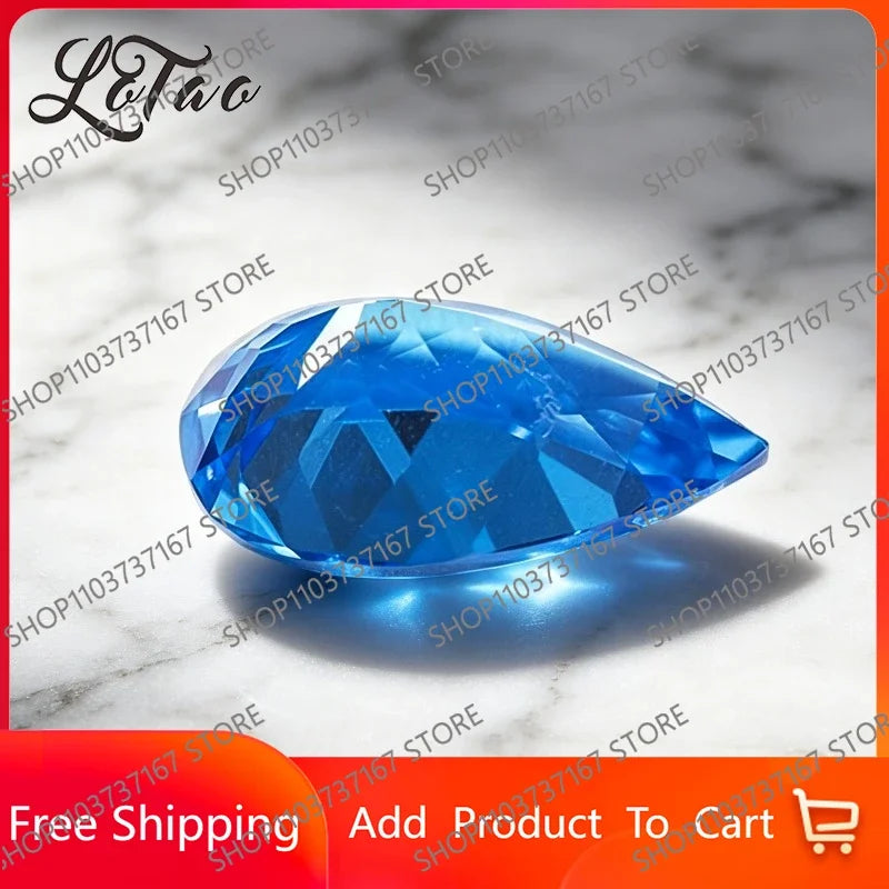 TOPTop Lab Grown Cobalt Spinel Pear Shape Charms Gemstone for DIY Advanced Jewelry Rings Earrings Making Selectable Certificate