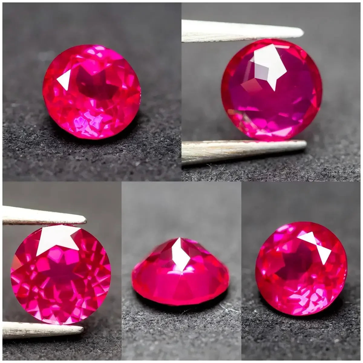 Round Shape Pigeon Blood Red Rubellite Color Lab Grown Ruby Charm Beads for Diy Jewelry Making Rings Materials with Certificate