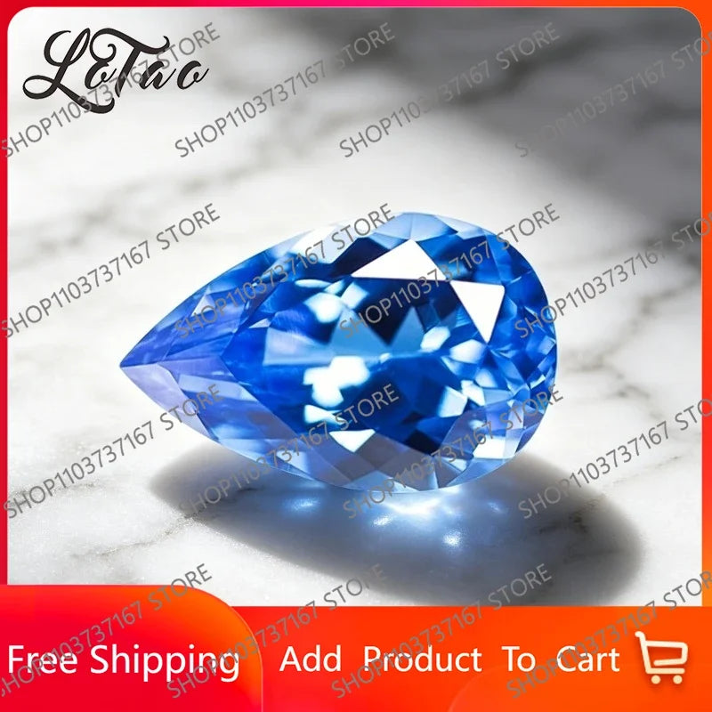 TOPTOP Lab Grown Cobalt Spinel Pear Shape Extremely Shiny Quality Charm Gemstone Advanced Jewelry Making Materials AGL Certifica