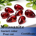 Pear Cut Garnet Color Moissanite Synthetic Gemstone with Certificate DIY Ring Necklace Earrings Main Materials