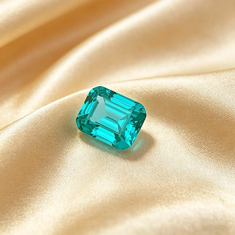 Lab Grown Paraiba Gemstone Emerald Cut for DIY Jewelry Making Ring Necklace Bracelet Inlay Lab Created Paraiba Tourmaline AGL