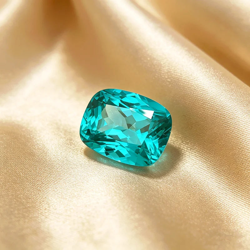 Lab Grown Paraiba Gemstone Long Cushion Shape Loose Gemstones For Jewelry Setting MultiShapes Available Round Pear Heart Emerald