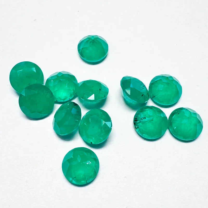 Top Round Shape Colombia Emerald Lab Grown Stones Rich Content DIY Charms Ring Necklace Earrings Main Materials Natural Colour